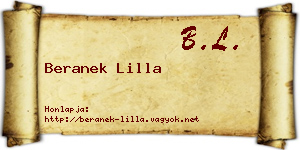 Beranek Lilla névjegykártya